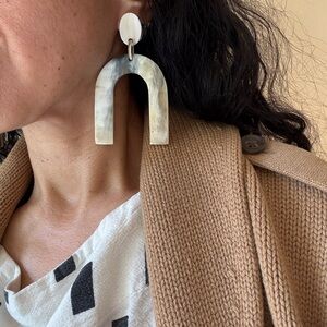 Cream Geometric Statement Earrings